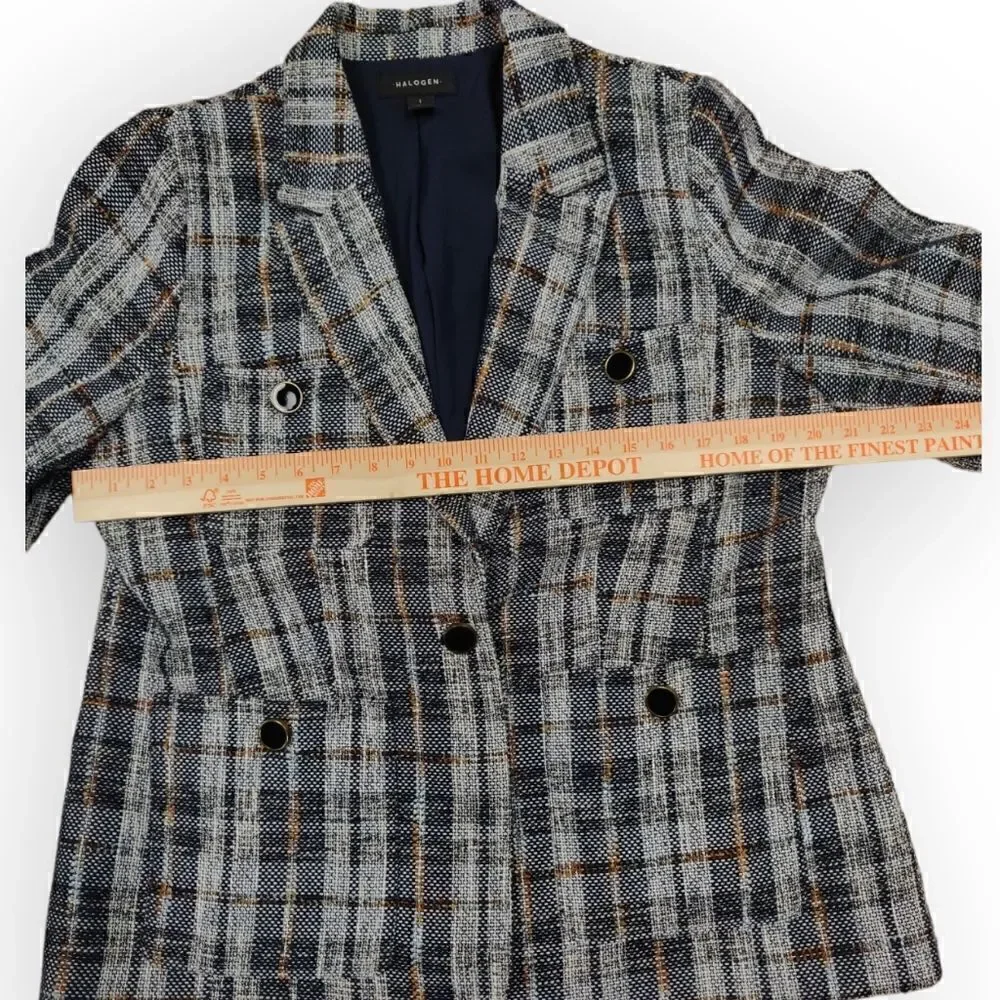 Halogen gray check pattern jacket blazer size L - Picture 2 of 10